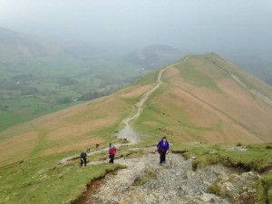 Ruth, Iona and Jo ascending Catbells
