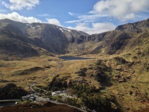 View from Pen Yr Ole Wen of Llyn Idwal and the Glyders